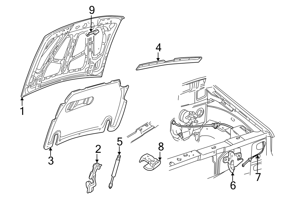 Diagram HOOD & COMPONENTS. for your 2008 Lincoln MKZ   