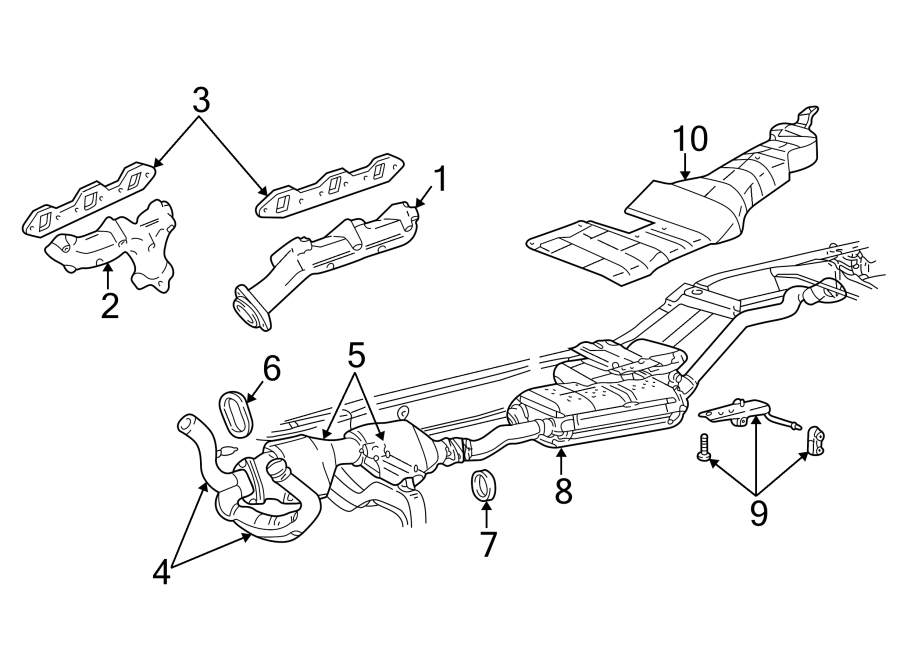 Diagram EXHAUST SYSTEM. EXHAUST COMPONENTS. for your 2015 Ford Taurus   