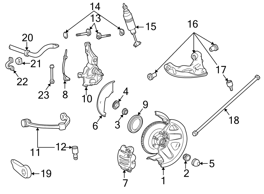 Diagram FRONT SUSPENSION. BRAKE COMPONENTS. STABILIZER BAR & COMPONENTS. SUSPENSION COMPONENTS. for your 2009 Mercury Mountaineer   