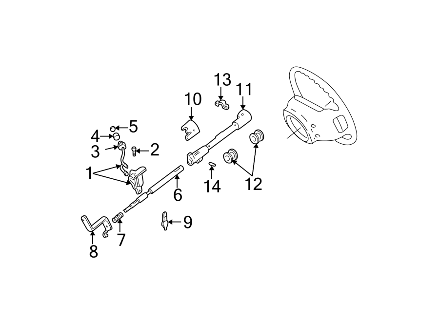 Diagram STEERING COLUMN. HOUSING & COMPONENTS. for your 2019 Ford Ranger   