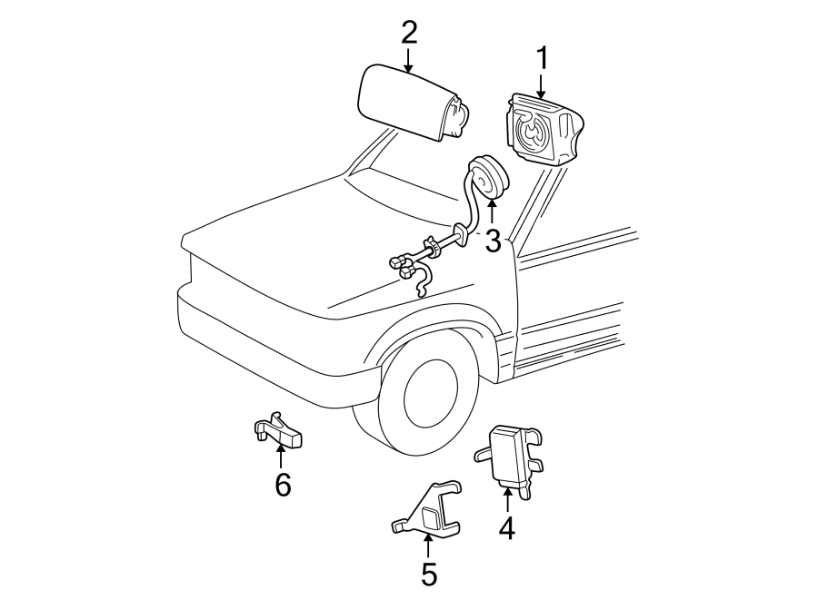 Diagram RESTRAINT SYSTEMS. AIR BAG COMPONENTS. for your 2016 Ford F-250 Super Duty 6.2L V8 FLEX A/T RWD XLT Standard Cab Pickup Fleetside 