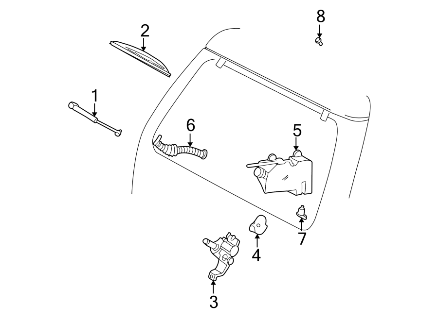 Diagram LIFT GATE. WIPER & WASHER COMPONENTS. for your 1989 Ford F-150   