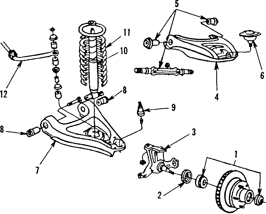 Diagram FRONT SUSPENSION. LOWER CONTROL ARM. STABILIZER BAR. SUSPENSION COMPONENTS. UPPER CONTROL ARM. for your 2002 GMC Sierra 2500 HD 6.6L Duramax V8 DIESEL M/T 4WD Base Standard Cab Pickup Fleetside 