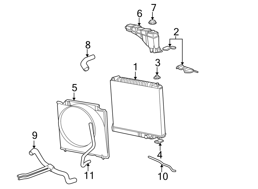 Diagram RADIATOR & COMPONENTS. for your Ford Fusion  