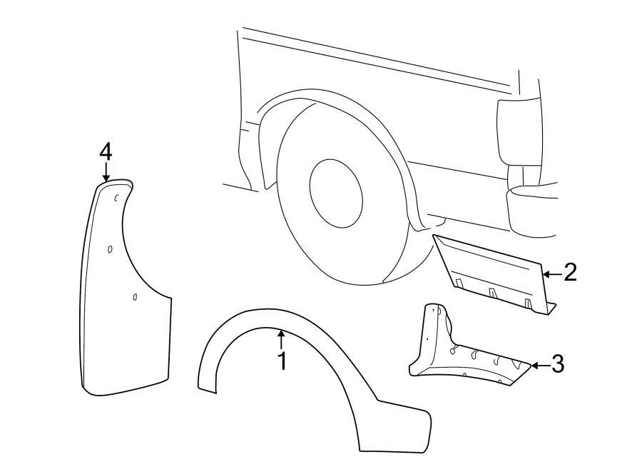 Diagram QUARTER PANEL. EXTERIOR TRIM. for your 2007 Ford F-150  Harley-Davidson Edition Crew Cab Pickup Fleetside 