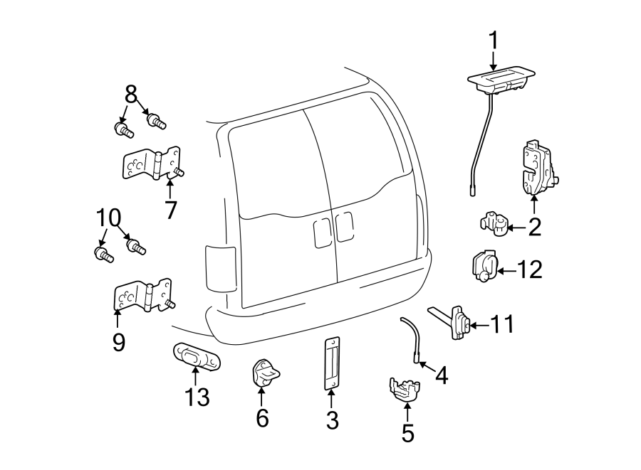 Diagram BACK DOOR. LOCK & HARDWARE. for your 2009 Ford E-350 Super Duty   