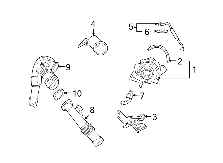 Diagram TURBOCHARGER & COMPONENTS. for your 1995 Ford