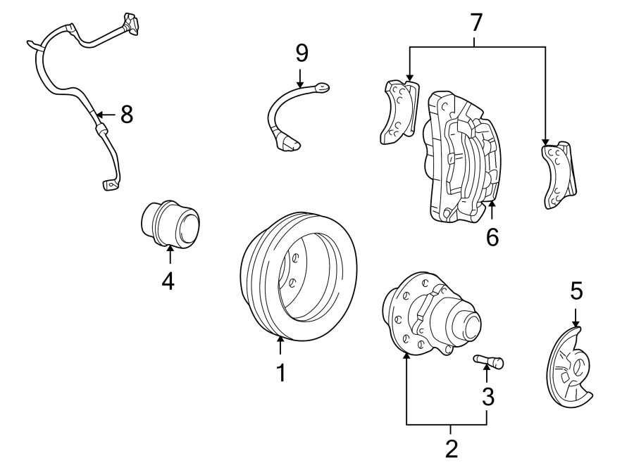 Diagram FRONT SUSPENSION. BRAKE COMPONENTS. for your Ford E-150 Econoline Club Wagon  