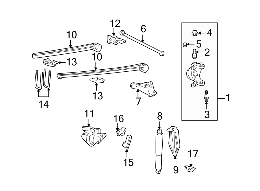 Front suspension. Suspension components. Diagram