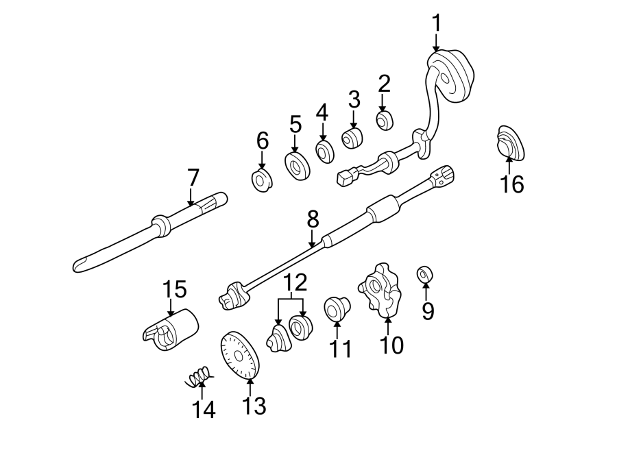 STEERING COLUMN. SHAFT & INTERNAL COMPONENTS. Diagram