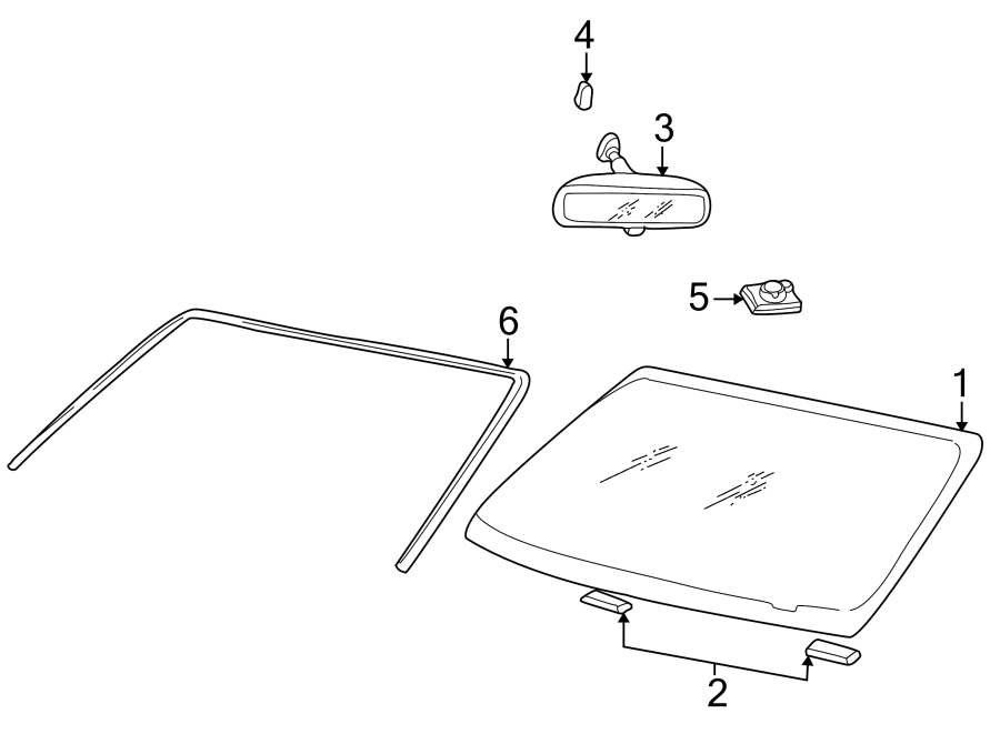 Diagram WINDSHIELD. GLASS. REVEAL MOLDINGS. for your 2023 Ford Edge   