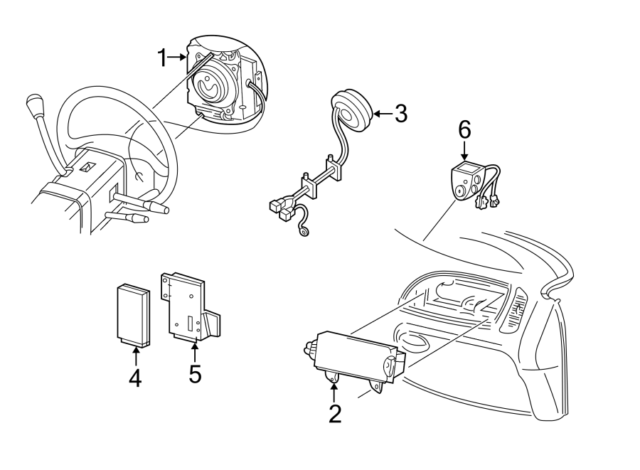 Diagram RESTRAINT SYSTEMS. AIR BAG COMPONENTS. for your 2023 Ford Transit Connect 2.5L Duratec A/T XL Mini Cargo Van 