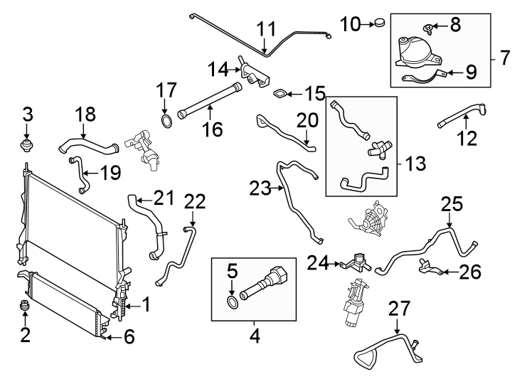 Diagram RADIATOR & COMPONENTS. for your 2019 Lincoln MKZ   