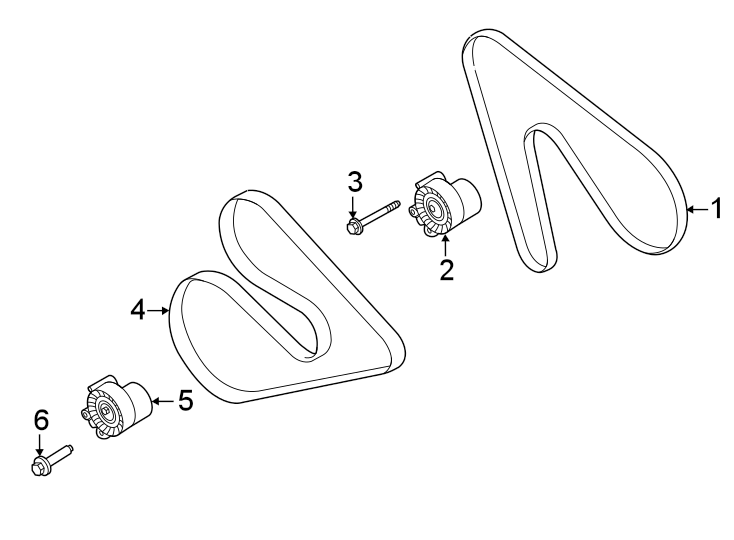 Diagram BELTS & PULLEYS. for your 2021 Ford F-150 3.5L PowerBoost V6 FULL HYBRID EV-GAS (FHEV) A/T 4WD XLT Extended Cab Pickup Fleetside 