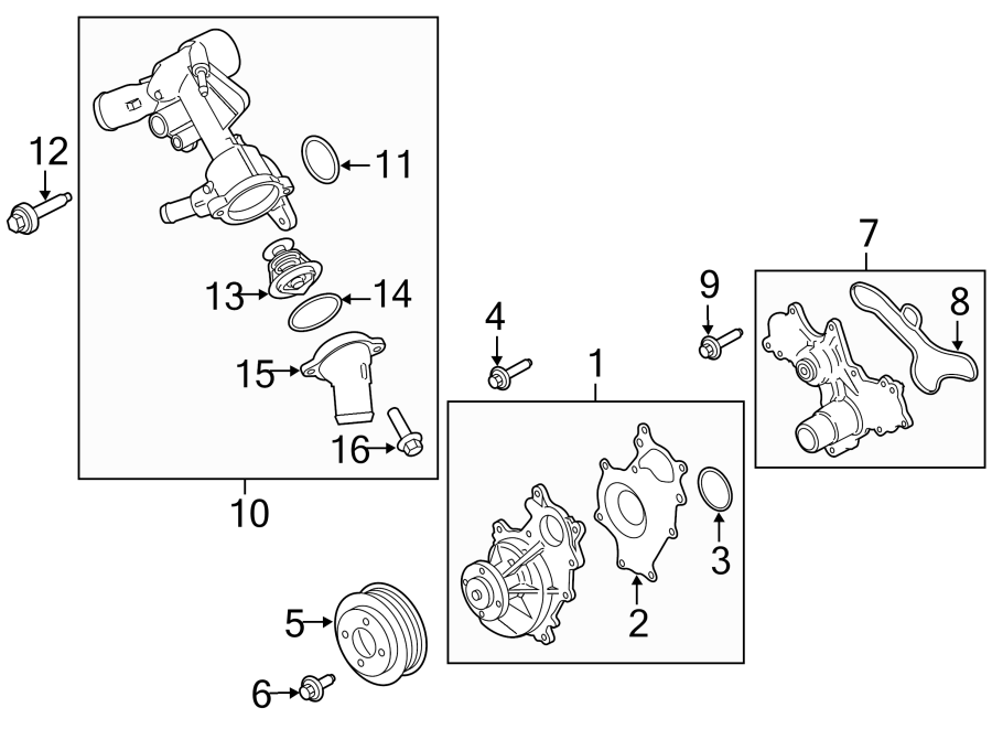 Diagram Water pump. for your 2013 Ford Police Interceptor Utility 3.7L V6 A/T FWD Base Sport Utility 