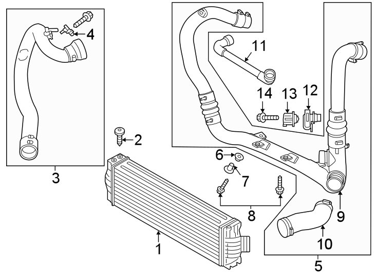 Diagram Intercooler. for your 2020 Ford F-150 3.3L Duratec V6 FLEX A/T 4WD XL Standard Cab Pickup Fleetside 