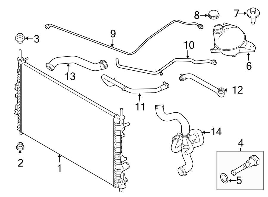 Diagram Radiator & components. for your Ford Transit-250  