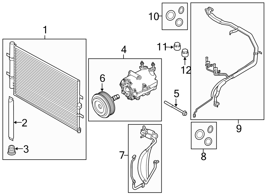 Diagram AIR CONDITIONER & HEATER. COMPRESSOR & LINES. CONDENSER. for your 2015 Ford Transit-250   