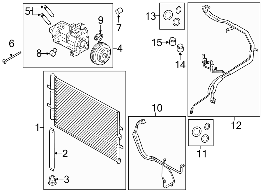 Diagram Air conditioner & heater. Compressor & lines. Condenser. for your 2007 Lincoln MKZ   