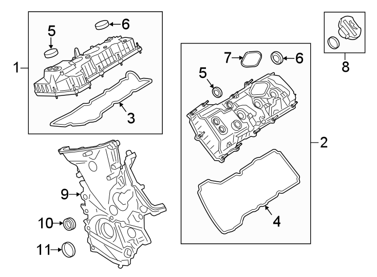 Diagram Valve & timing covers. for your 2015 Lincoln MKZ Base Sedan 2.0L EcoBoost A/T AWD 