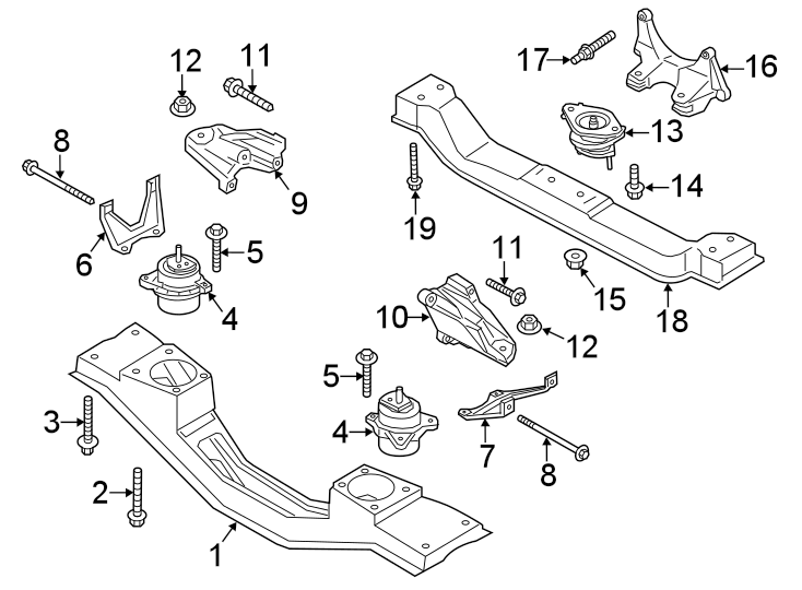 Diagram Engine & TRANS mounting. for your 2014 Ford F-150 3.7L V6 FLEX A/T RWD XLT Crew Cab Pickup Fleetside 