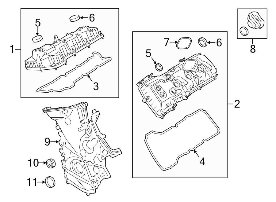 Diagram Valve & timing covers. for your 2016 Ford F-150 3.5L EcoBoost V6 A/T RWD XLT Crew Cab Pickup Fleetside 