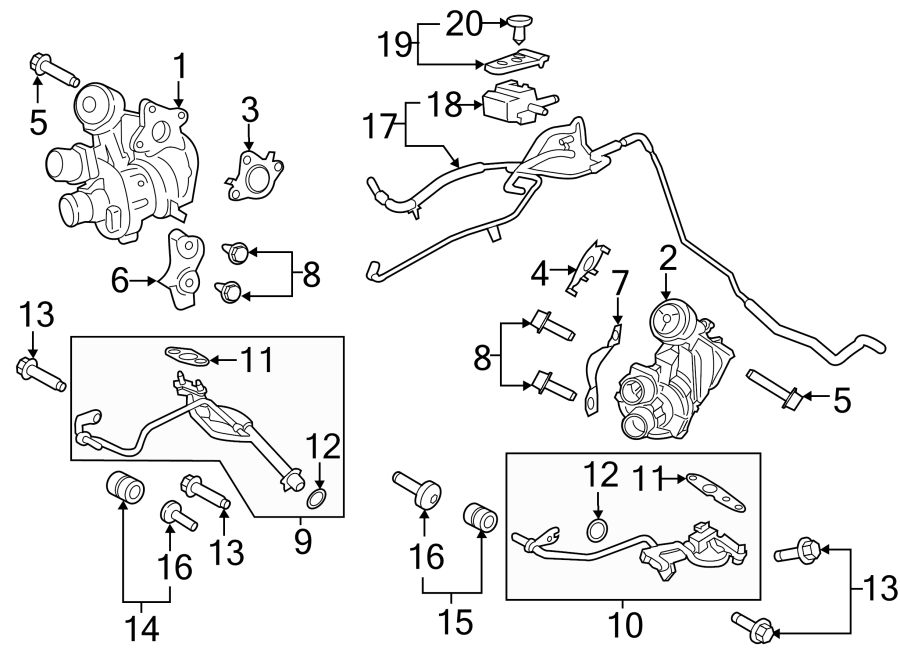 Diagram Turbocharger & components. for your 2019 Lincoln MKZ Reserve II Hybrid Sedan  