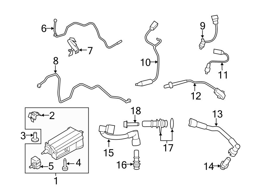 Diagram EMISSION SYSTEM. EMISSION COMPONENTS. for your 2015 Lincoln MKZ Base Sedan 3.7L Duratec V6 A/T AWD 