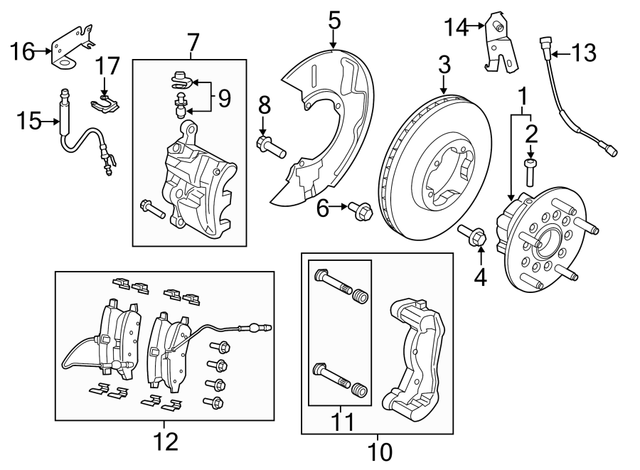 Diagram Front suspension. Brake components. for your 1989 Ford F-150   