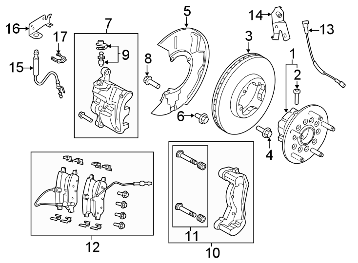 Diagram FRONT SUSPENSION. BRAKE COMPONENTS. for your 2014 Lincoln MKZ   