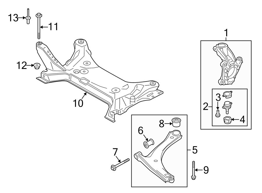 Diagram FRONT SUSPENSION. SUSPENSION COMPONENTS. for your Ford Transit-350  