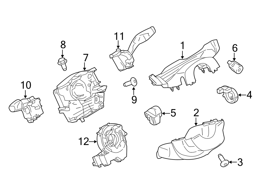 Diagram STEERING COLUMN. SHROUD. SWITCHES & LEVERS. for your Ford Transit-250  