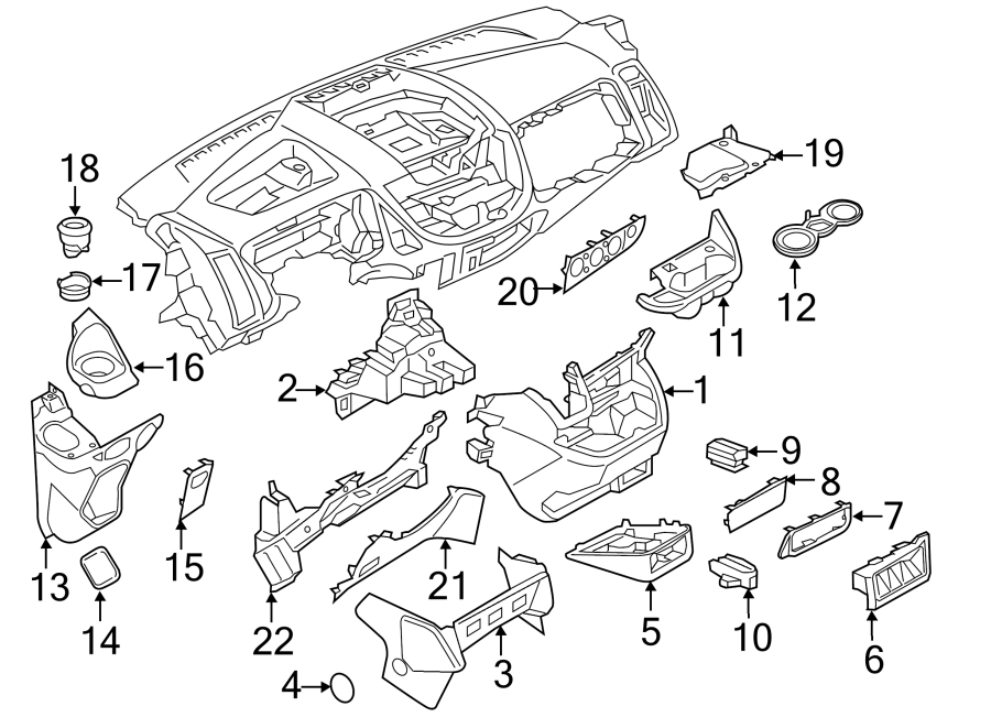 Diagram INSTRUMENT PANEL COMPONENTS. for your 2014 Ford F-150 3.7L V6 LPG A/T 4WD XL Crew Cab Pickup Fleetside 