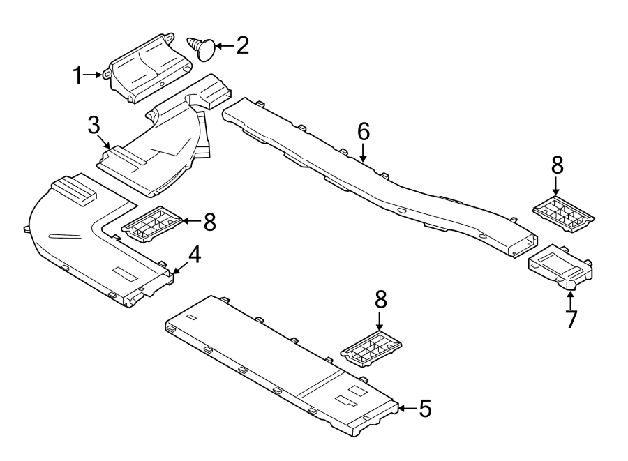 Diagram INSTRUMENT PANEL. DUCTS & LOUVER. for your 2023 Ford Transit-250 3.5L EcoBoost V6 A/T AWD PTV Extended Cargo Van 