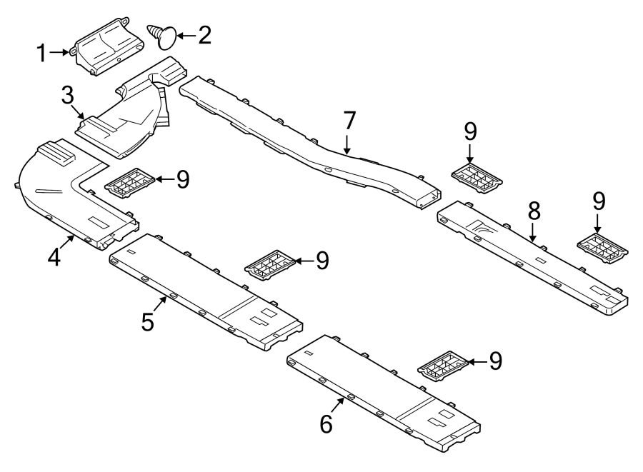 Diagram INSTRUMENT PANEL. DUCTS & LOUVER. for your 2023 Ford Transit-250 3.5L EcoBoost V6 A/T AWD PTV Extended Cargo Van 