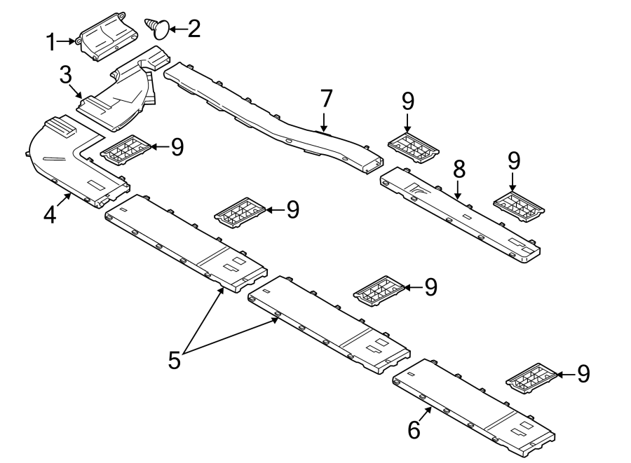 Diagram INSTRUMENT PANEL. DUCTS & LOUVER. for your 2023 Ford Transit-250 3.5L EcoBoost V6 A/T AWD PTV Extended Cargo Van 