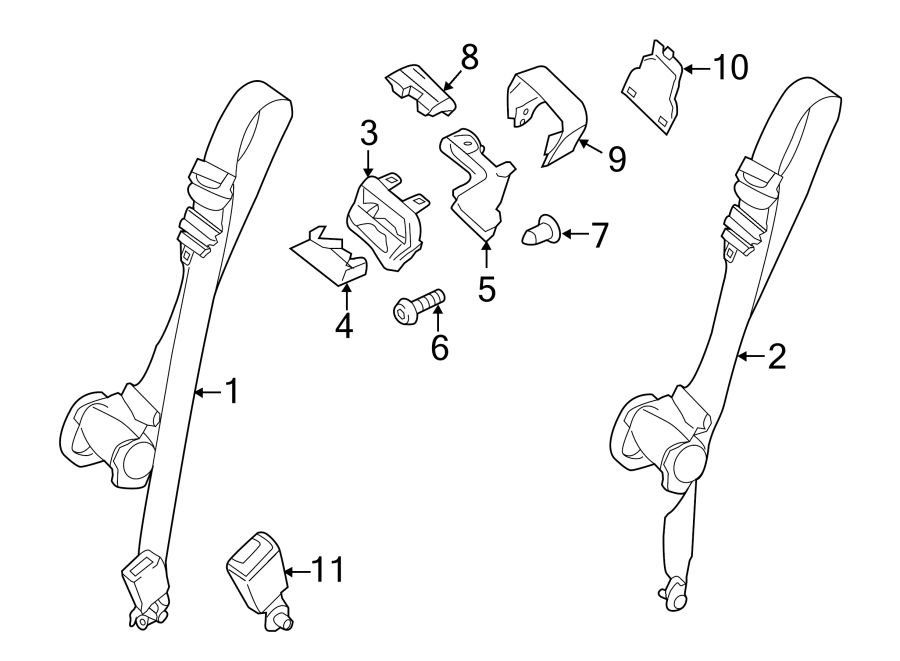 Diagram RESTRAINT SYSTEMS. REAR SEAT BELTS. for your 2022 Ford Transit-250   