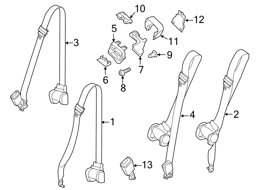 Diagram RESTRAINT SYSTEMS. REAR SEAT BELTS. for your 2020 Ford Transit-250   