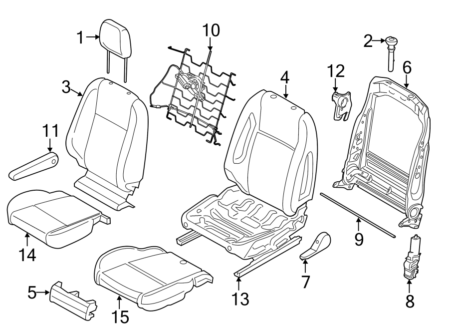 Diagram SEATS & TRACKS. DRIVER SEAT COMPONENTS. for your 2010 Ford F-150 4.6L V8 A/T RWD XL Standard Cab Pickup Fleetside 