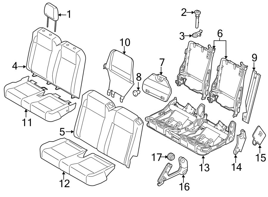 Diagram SEATS & TRACKS. SECOND ROW SEATS. for your 2022 Ford Transit-250   