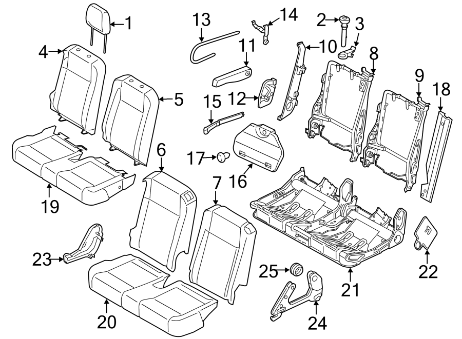 Diagram SEATS & TRACKS. SECOND ROW SEATS. for your Ford Transit-250  