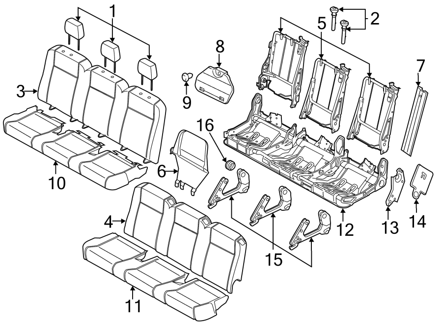 Diagram SEATS & TRACKS. SECOND ROW SEATS. for your Ford Transit-250  