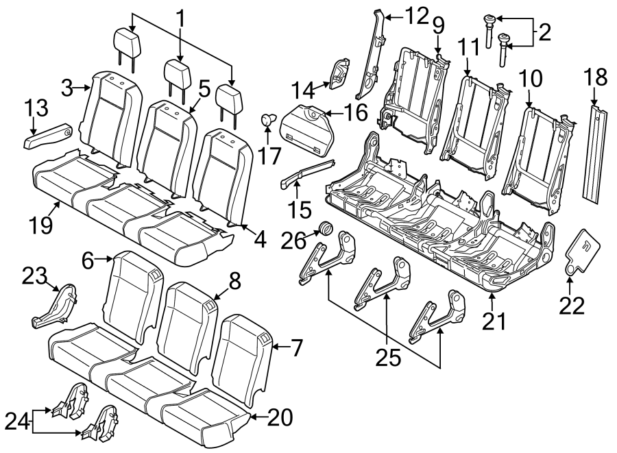 Diagram SEATS & TRACKS. SECOND ROW SEATS. for your Ford Transit-250  