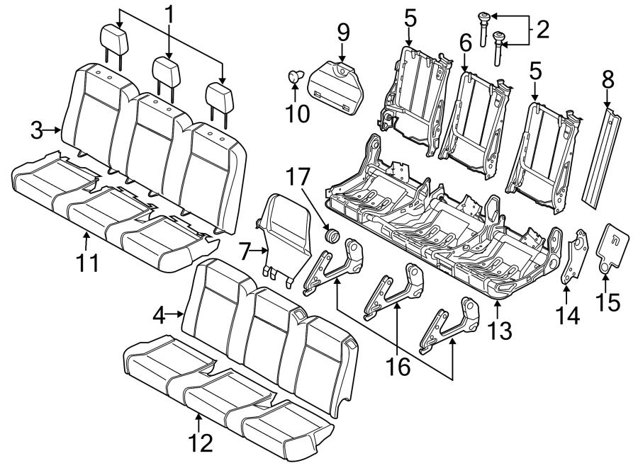 Diagram SEATS & TRACKS. SECOND ROW SEATS. for your Ford Transit-250  