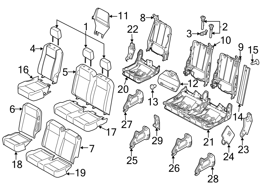 Diagram SEATS & TRACKS. THIRD ROW SEATS. for your Ford Transit-250  