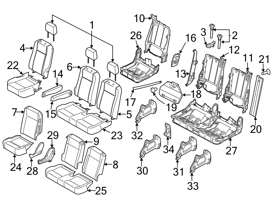 Diagram SEATS & TRACKS. THIRD ROW SEATS. for your Ford Transit-250  