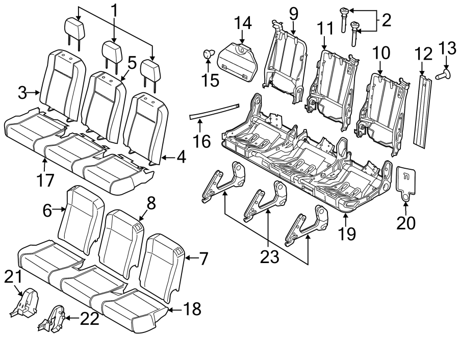 Diagram SEATS & TRACKS. REAR SEAT. for your Ford Transit-250  