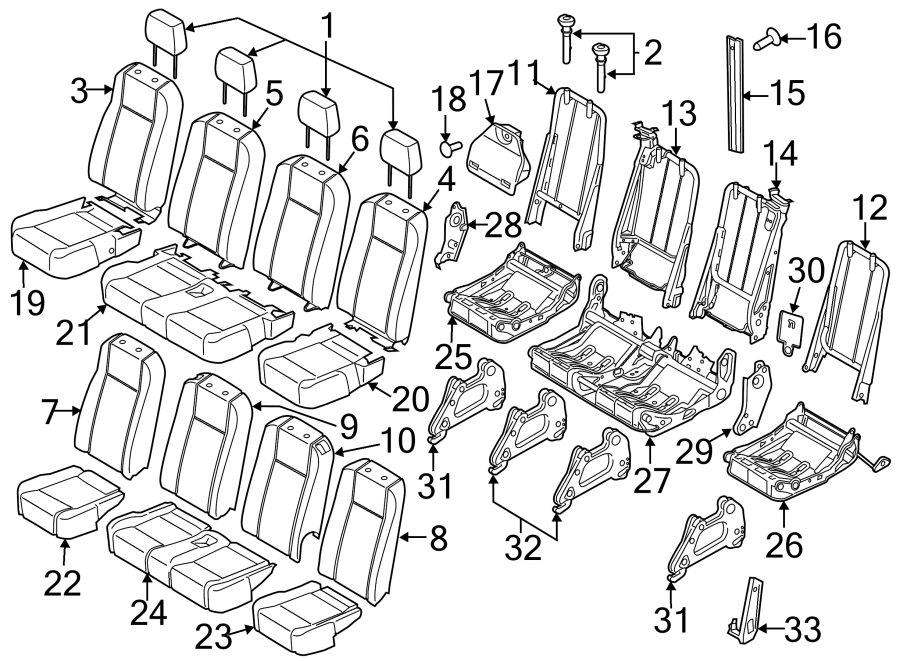 Diagram SEATS & TRACKS. REAR SEAT COMPONENTS. for your 2019 Ford Transit-250   