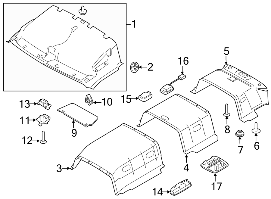 Diagram Interior trim. for your 2017 Ford Transit-350 3.5L EcoBoost V6 A/T XL Standard Passenger Van 