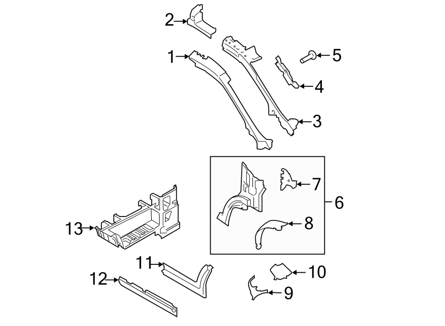 Diagram PILLARS. ROCKER & FLOOR. HINGE PILLAR. for your 2016 Lincoln MKZ   